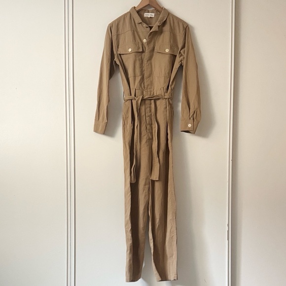 Alex Mill L Mel Tan Khaki Button-Up Jumpsuit - Picture 2 of 9